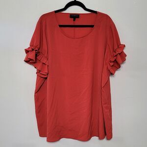 Lane Bryant Women’s Plus 22/24 Red Ruffle Sleeve Blouse EUC